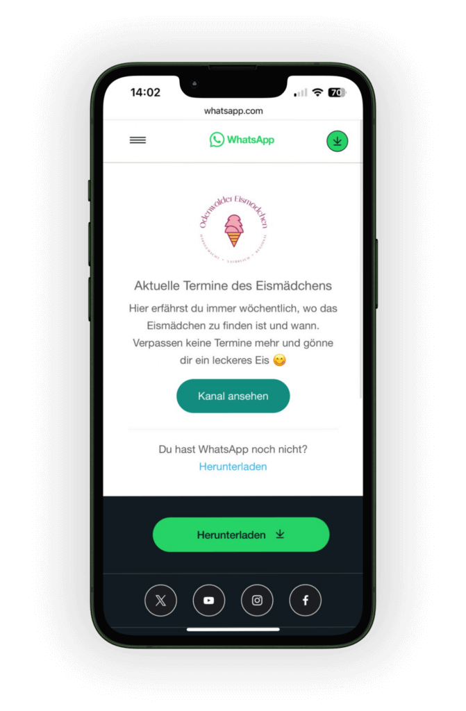 Eismädchen Mockup WhatsApp Newsletter Smartphone
